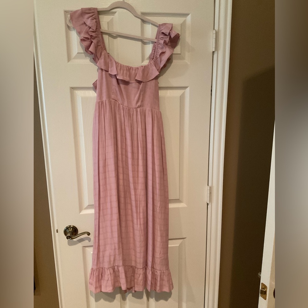 Light Pink Ruffled Dress, Size Small, Bow-Tie Back, Worn Once